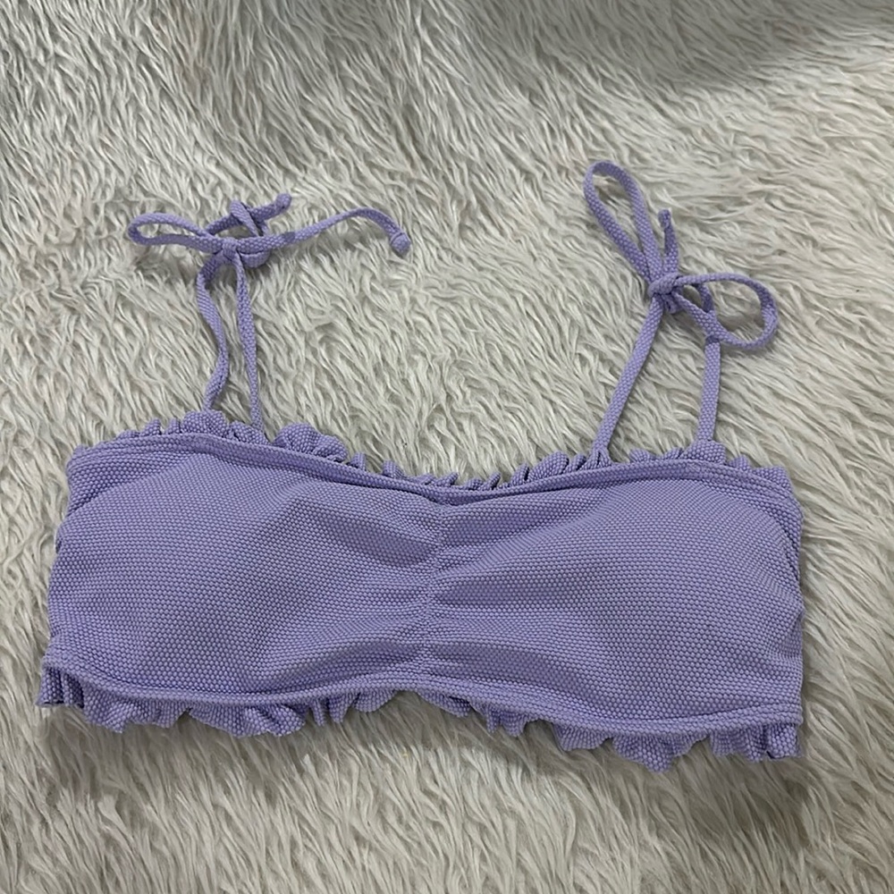 Hollister purple ruffle swim bikini top size medium